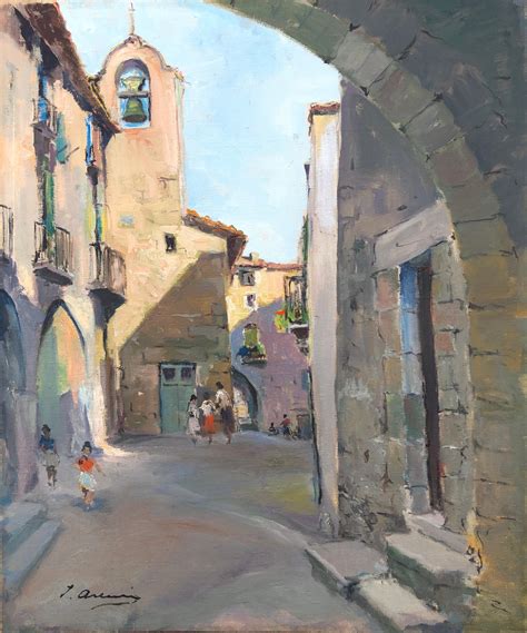 Joan Asensio Marine - Bell Tower of a Spanish Village oil on canvas ...