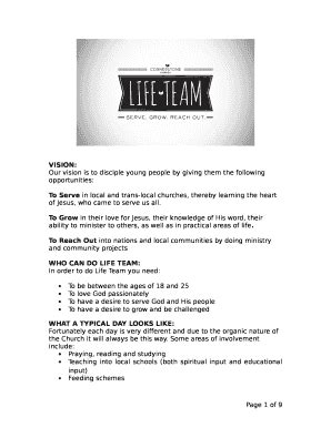 Fillable Online cornerstonechurch co Our vision is to disciple young ...