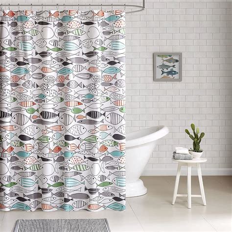 Amazon.com: Blue Fish Shower Curtain Abstract Fish Oriental Artistic ...