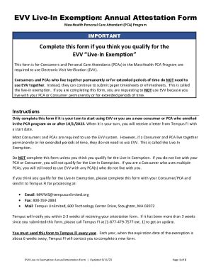 Fillable Online EVV Live-In Exemption: Annual Attestation Form Tempus ...