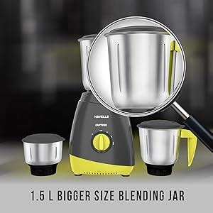 Buy Havells CAPTURE 500 Watt Mixer Grinder with 3 Stainless Steel Jar ...