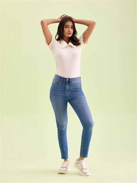Light Blue Denim Skinny Jeans – Go Colors India