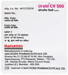Oratil Cv 500 Tablet: Uses, Side Effects, Price & Substitutes