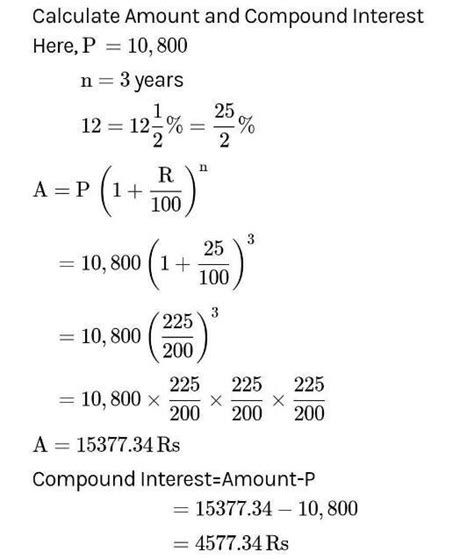 1. Calculate the amount and compound interest on(a) 10,800 for 3 years ...