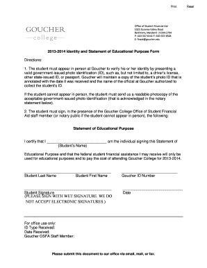 2013-2014 Identity and Statement of Educational Purpose Form - Blank ...
