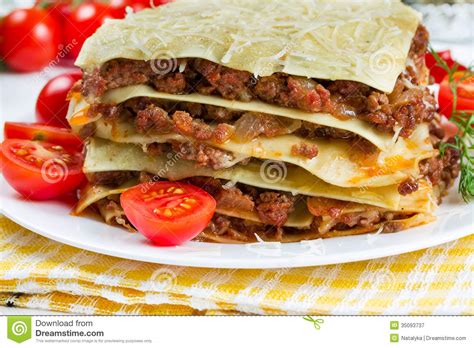 Lasagne Italien De Plat Photographie stock libre de droits  