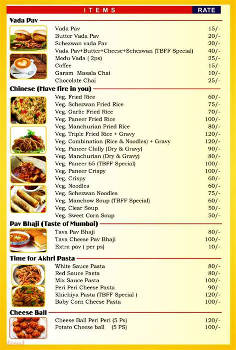 Menu of The Bombay Food Factory, Hiran Magri, Udaipur | Dineout discovery