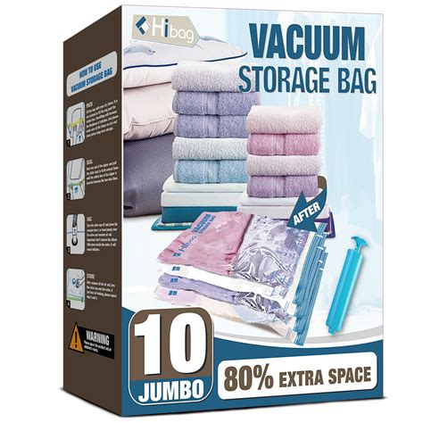 Amazon.com: HIBAG Vacuum Storage Bags, 10 Jumbo Space Saver Vacuum Seal ...