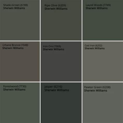 Gray and Green Exterior House Color Palette