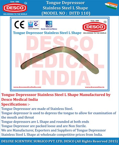 Tongue Depressor L Shape Stainless Steel Manufacturer & Exporter India