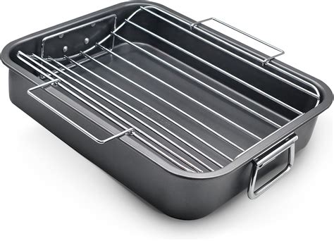Amazon.com: Large Roasting Pan With Rack 12” x 16” - Non Stick Large ...