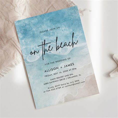 Aqua and gold watercolor on the beach wedding invitation zazzle – Artofit
