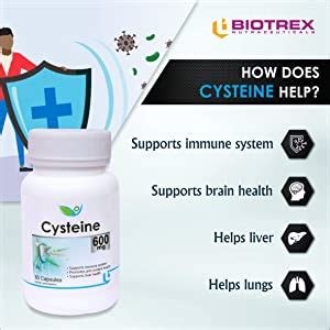 Biotrex Cysteine 600mg (60 Capsules), N-Acetyl Cysteine supplement ...