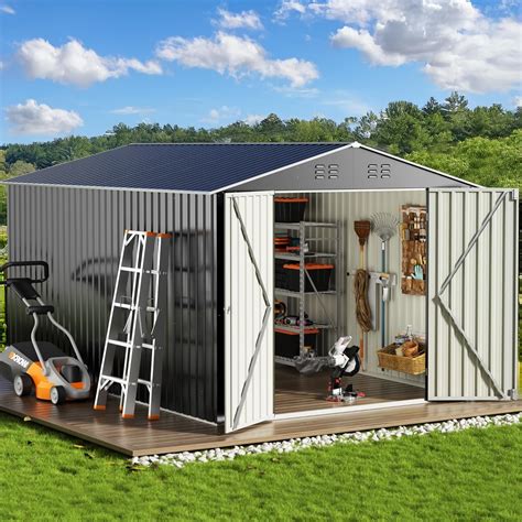 Wkm 8x12 Ft Outdoor Storage Shed Utility Metal Tool Storage ...