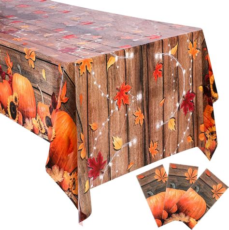Amazon.com: Hosuly 6 Pcs Fall Tablecloth Thanksgiving Pumpkin Plastic ...