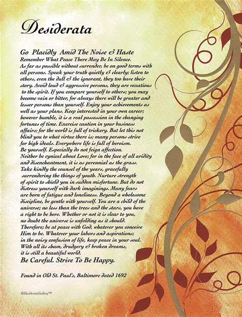 Buy On Golden Leaves - Desiderata Poem By Max Ehrmann - Art Print 8 X ...