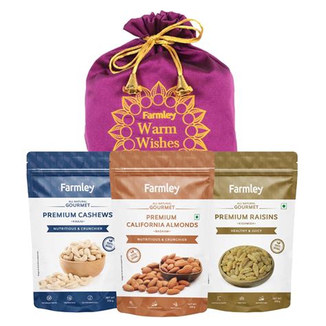 Farmley Premium Mix Dry Fruits Gift Pack Potli | 700g | Gifts for ...