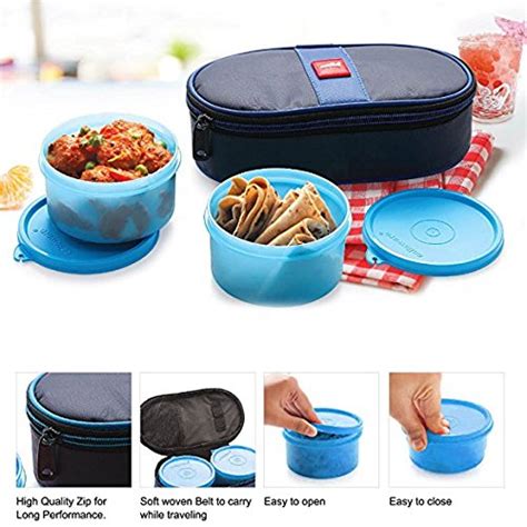 Buy Cello Max Fresh Joy Plastic Lunch Box Set, 350ml, Set of 2, Blue ...
