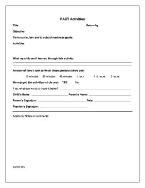 Fillable Online PACT Activities form - Hoosier Uplands Economic Fax ...