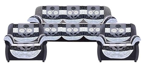 Kuber Industries Flower Design Cotton 5 Seater Sofa Cover Set with 6 ...