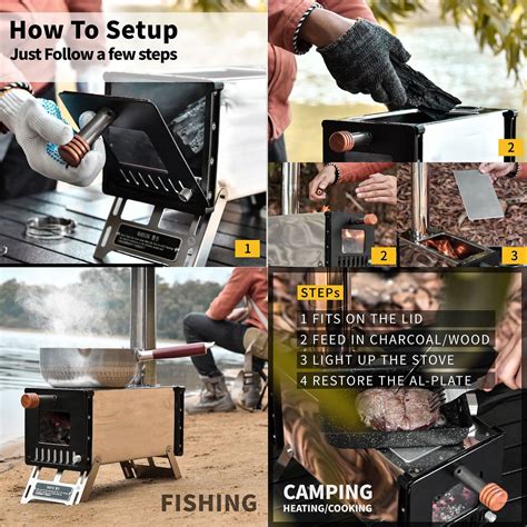 Buy Stainless Steel Tent Wood Stove with Chimney Pipes Portable Camping ...