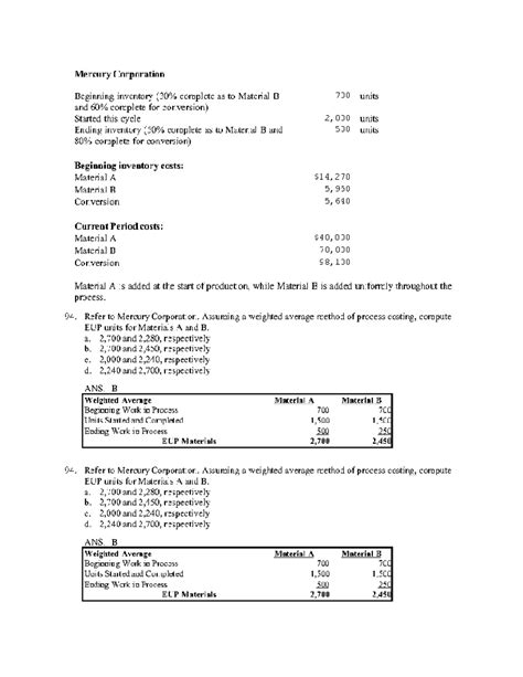 Image result for Process Costing Sample Problem