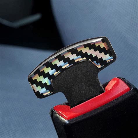 2 PCs Universal Vehicle Safety Car Seat Belt Alarm Stopper Alloy Buckle | Carbon Fibre ...