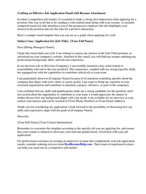 Sample Email For Job Application With Resume | PDF | Résumé | Recruitment