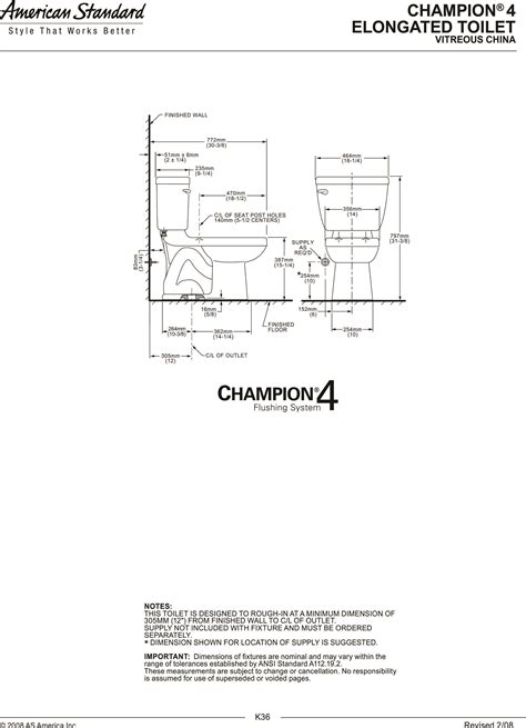 American Standard Champion 4 toilet specs. | American standard, Wall ...