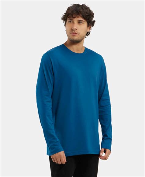 Buy Super Combed Cotton Rich Solid Round Neck Full Sleeve T-Shirt ...