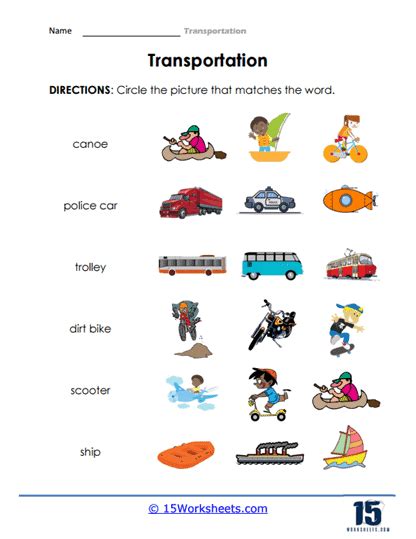Transportation Vehicles Worksheet 的图像结果