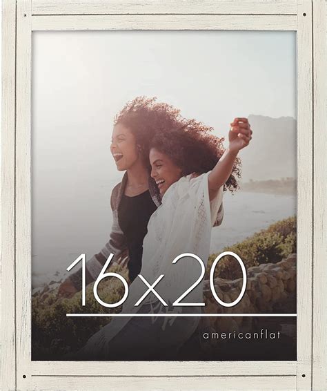 Americanflat 16x20 Rustic Picture Frame in White with Textured Wood and ...