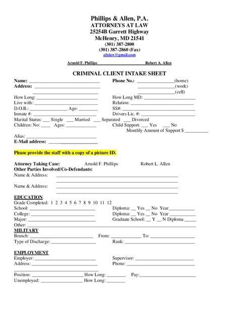 Fillable Online Criminal Client Intake Sheet Fax Email Print - pdfFiller