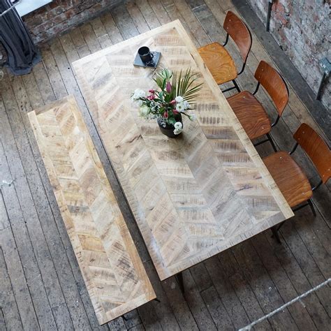 Leo Parquet Style Solid Mango Wood Industrial Dining Table (3 Sizes ...