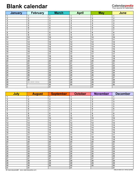 Blank Calendars - Free Printable PDF templates