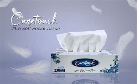 CARETOUCH 2 Ply Ultra Soft Tissue, Face Tissue, 100 Pulls (Set of 5 Box ...
