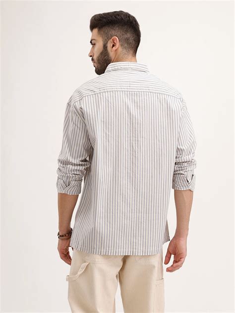 Oversized Fit Placement Printed Shirt | Light Blue – Wrogn
