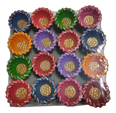 Buy Shruti Creations Diya, Multicolor, Pack of 16, 450g Online at Low ...