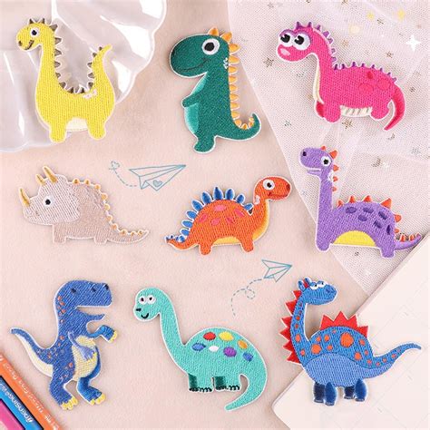 Embroidered Dinosaur Patches Sew on Appliques Decals for Kids Clothing ...
