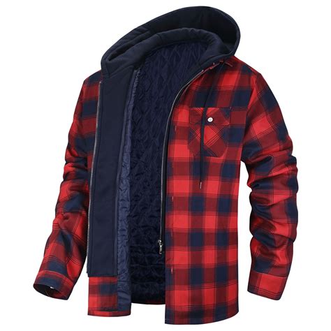 Hvyesh Men's Flannel Shirt Jacket Fleece Sherpa Lined Plaid Jackets ...