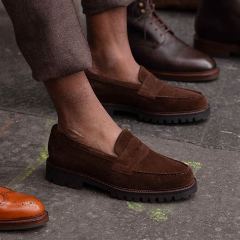 Brown Suede Belize Chunky Penny Loafers - With Track Soles - AW24 ...