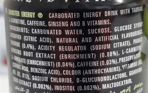 Monster Energy Drink Ingredients List at Dorothy Bufkin blog