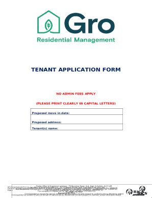tenant application - Gro Residential Management Doc Template | pdfFiller