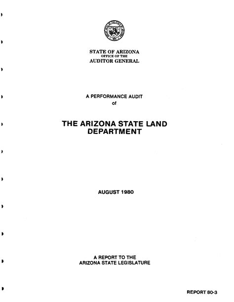 A performance audit of the Arizona State Land Department, 1980 ...
