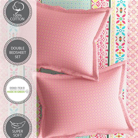 Buy PORTICO Celestine Cotton 144TC Printed 3Pcs Queen Bedsheet Set from ...