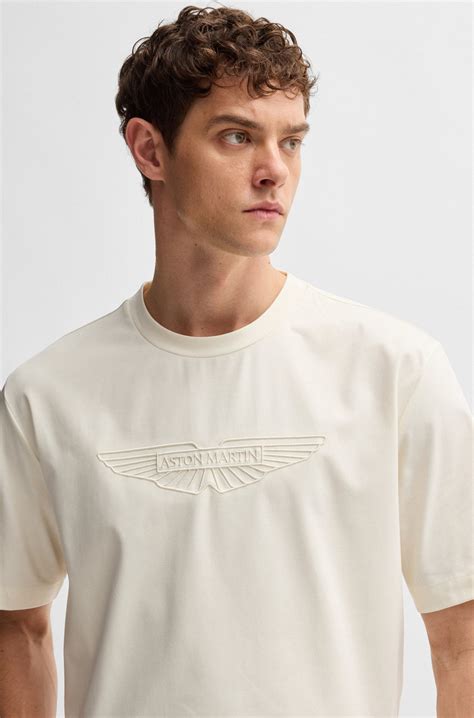 BOSS - BOSS x ASTON MARTIN T-shirt in mercerised stretch cotton - Natural