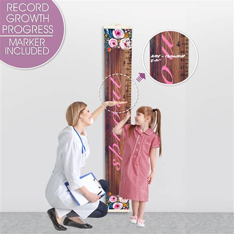 Buy Growth Chart for Kids (25cm x 183cm) – Modern Brown Wood Canvas ...
