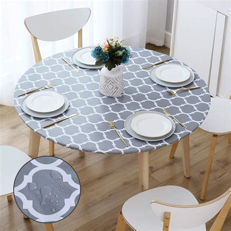 smiry Round Tablecloth, Waterproof Elastic Fitted Table Covers for 36 ...