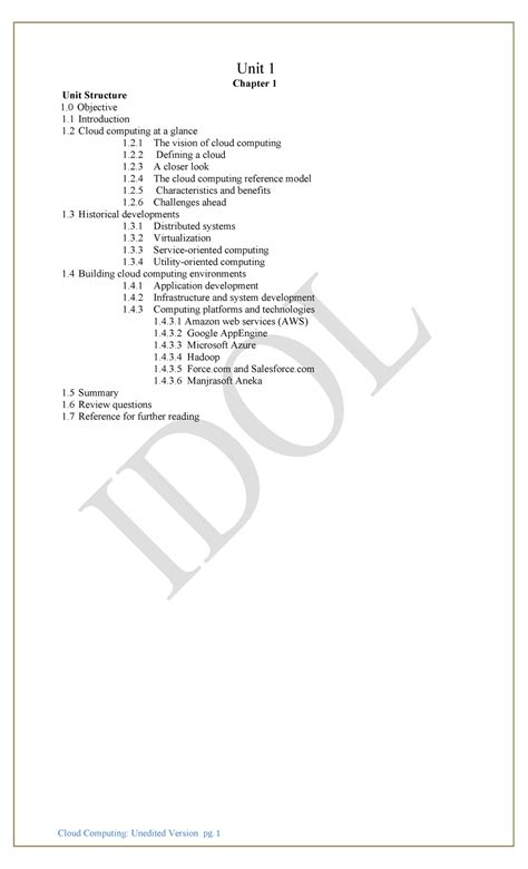 Project On Cloud Computing - Unit 1 Chapter 1 Unit Structure 1 ...