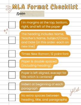 MLA Format Checklist 的图像结果